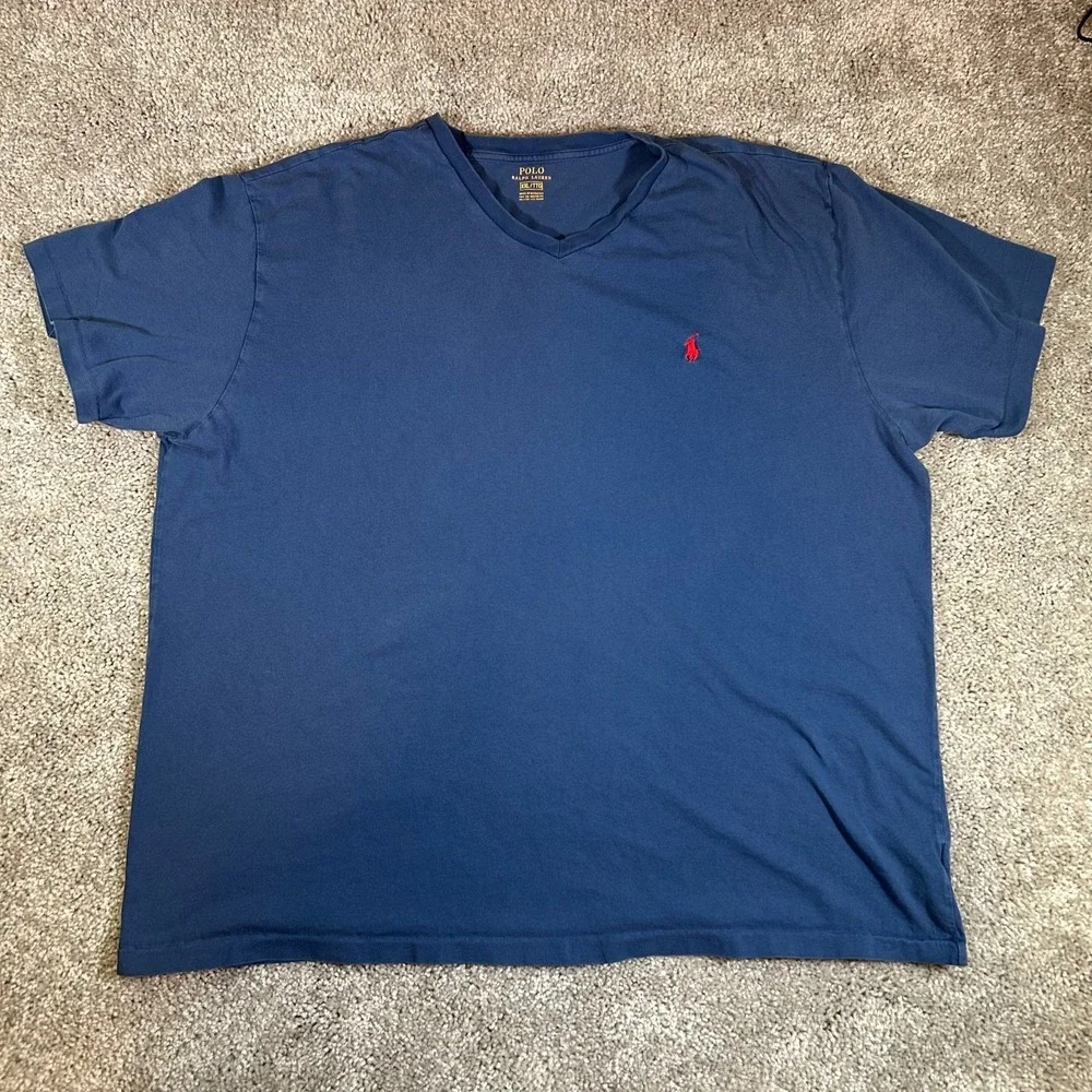 Polo Ralph Lauren T Shirt Mens 2XL Blue Cotton Embroidered Pony Relaxed Fit